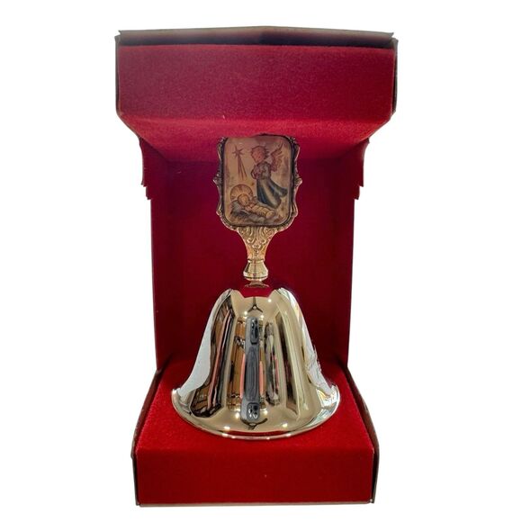 Hummel 1983 Limited Edition Christmas Silver Bell Angel Praying Over Baby Jesus - Picture 1 of 11